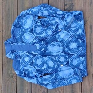 Adidas Climawarm 1/2 Zip Shag Fleece Lined Blue Floral Jacket Size XL